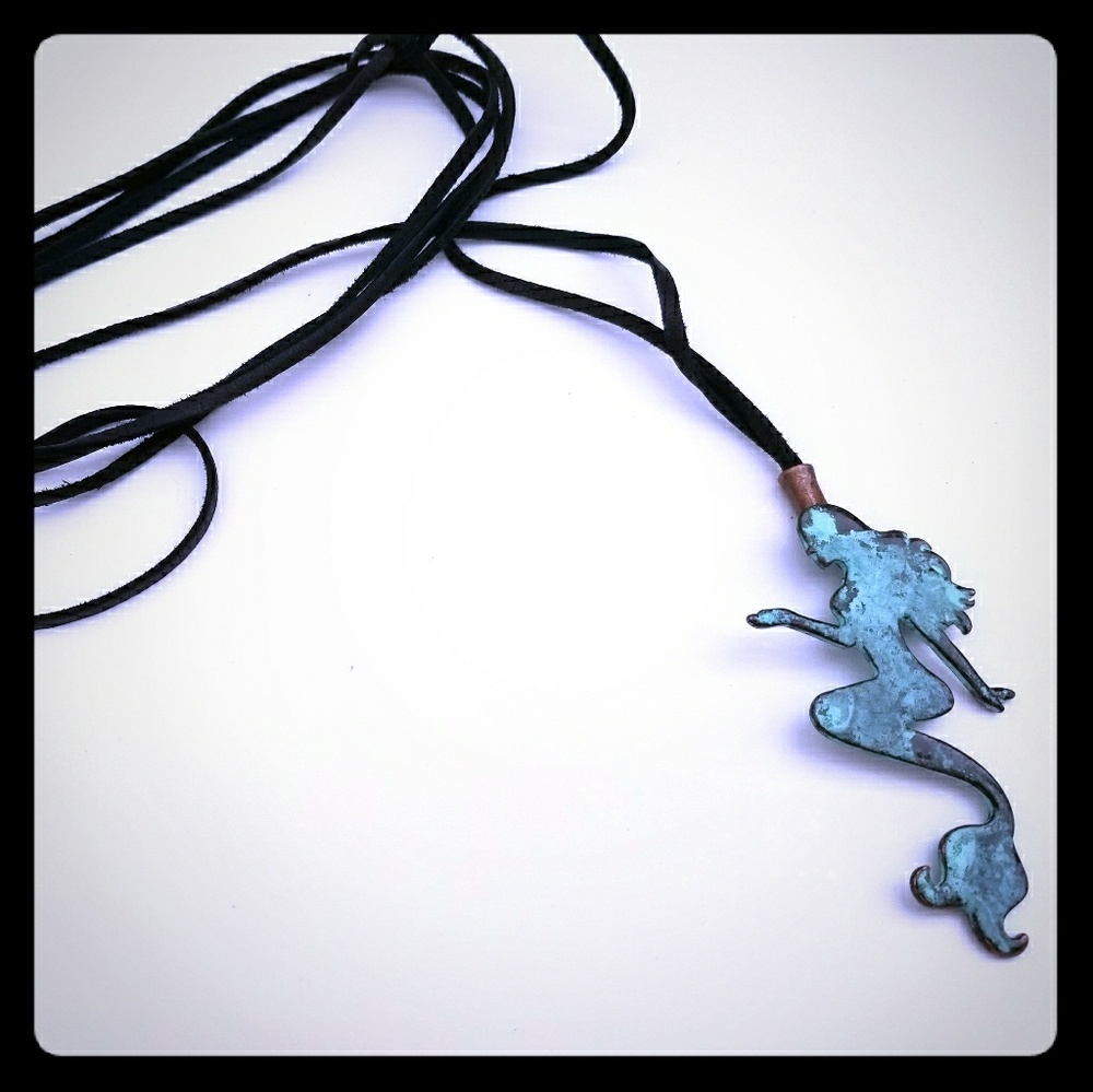 Mermaid leather wrap necklace
